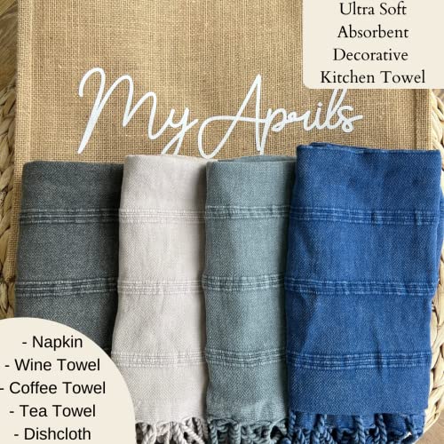 Myaprils Turkish Hand Towels - Farmhouse Bath Towels Face, Hair, Guest - Decorative Hand Towels For Kitchen Tea Towel Washcloth, Gym Travel Towel - Denim Blue/Gray #TOP7