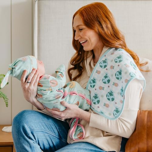 Image of Copper Pearl Baby Burp Cloths 3 Pack, Cotton Burp Cloths, Absorbent Spit Up Rags, Sesame Street Retro Floral Set