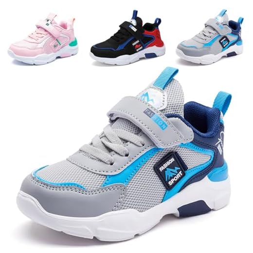 Mitudidi Chaussures Enfant Garçon 28 Basket Fille Sneaker Sport Chaussures Course Running Entrainement Chaussures Outdoor Indoor Printemps Été Respirant Basses Marche Walking Fitness Shoes Bleu
