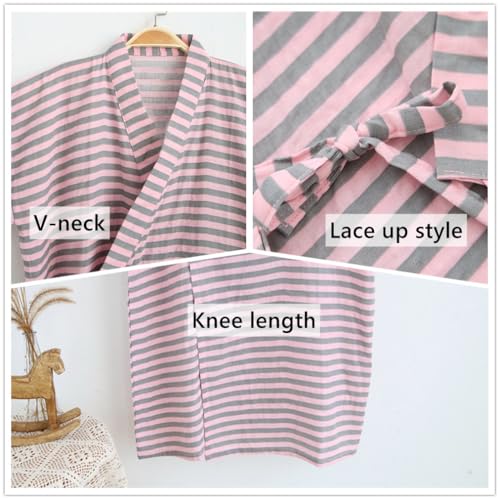 Image of SIQITECHNO Men Kimono Robe Cotton Yukata Spa Sauna Bathrobe Sleepwear Japanese Kimono for Women Loungewear Nightgown Dressing