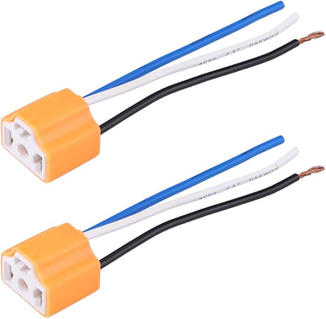 Dweekiy Headlight Harness Connector, 2Pcs Female Ceramic Headlight Head Light Connector Plug Adapter Socket for H4/9003/HB2