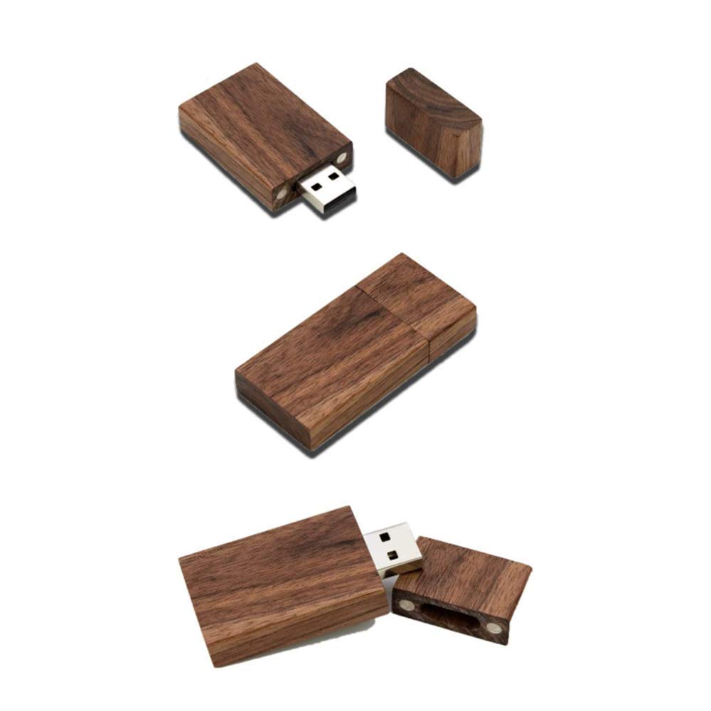 10 unidades USB 2.0 de 2GB, unidades flash a granel Anloter de madera USB Flash Drive Pack de memoria de nogal para almacenamiento de fecha de alta velocidad 2.0 (2 GB, 10 unidades de madera de nogal)