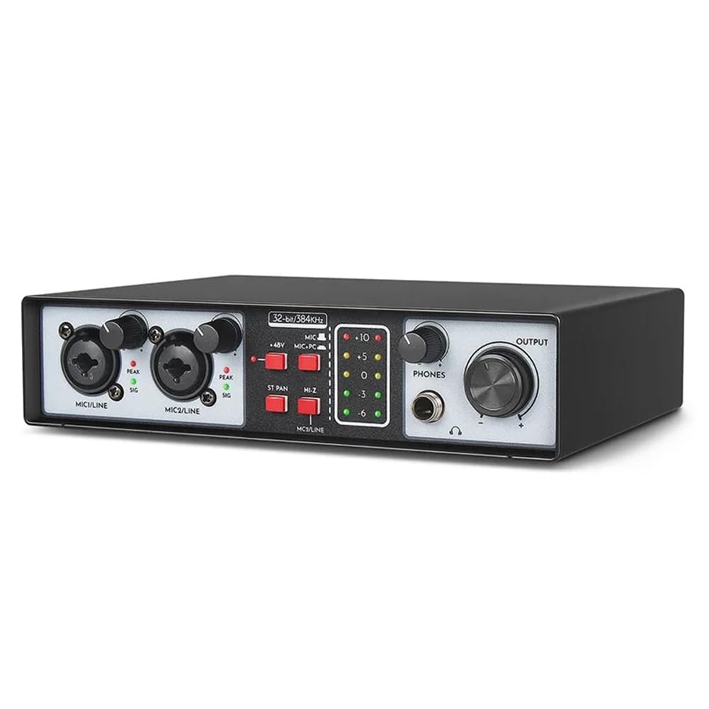 Interfaz de Audio Profesional de 36 Bits, 384 KHz, 2 Entradas y 2 Salidas, Tarjeta de Sonido USB, Grabación para Estudio de Música, Micrófono, Mezclador DJ
