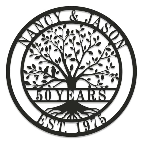 Personalized Tree of Life 50th Anniversary Metal Gifts, Custom Name Sign, Tree of Life Wall Decor, Personalized Metal Tree Sign, Personalized Tree of Life Wall Decor, Custom Metal Signs Personalized