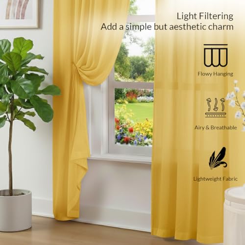 Image of HOMEMONDE Sheer Curtains for Living Room, Bed Room - Transparent Curtain Home Decor