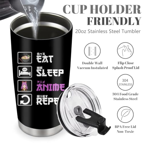 Image of Anime Lover Stainless Steel Tumbler 20oz - Gifts for Girls, Women, Japanese Merch, Birthday Kawaii Present for Anime Fans