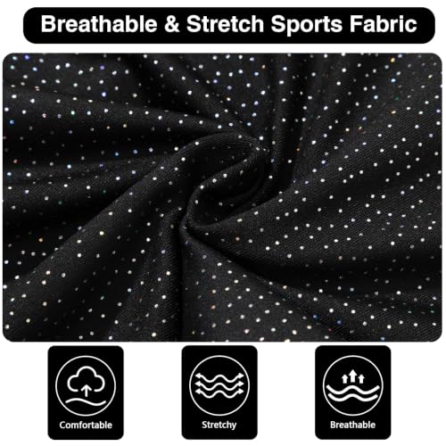 HOZIY Girls Leotards for Gymnastics Unitard Tumbling Outfits with Gym Shorts Scrunchie 3-Piece Sparkly Shinny Leopard Black Biketards Activewear Size 6-7 — view 5