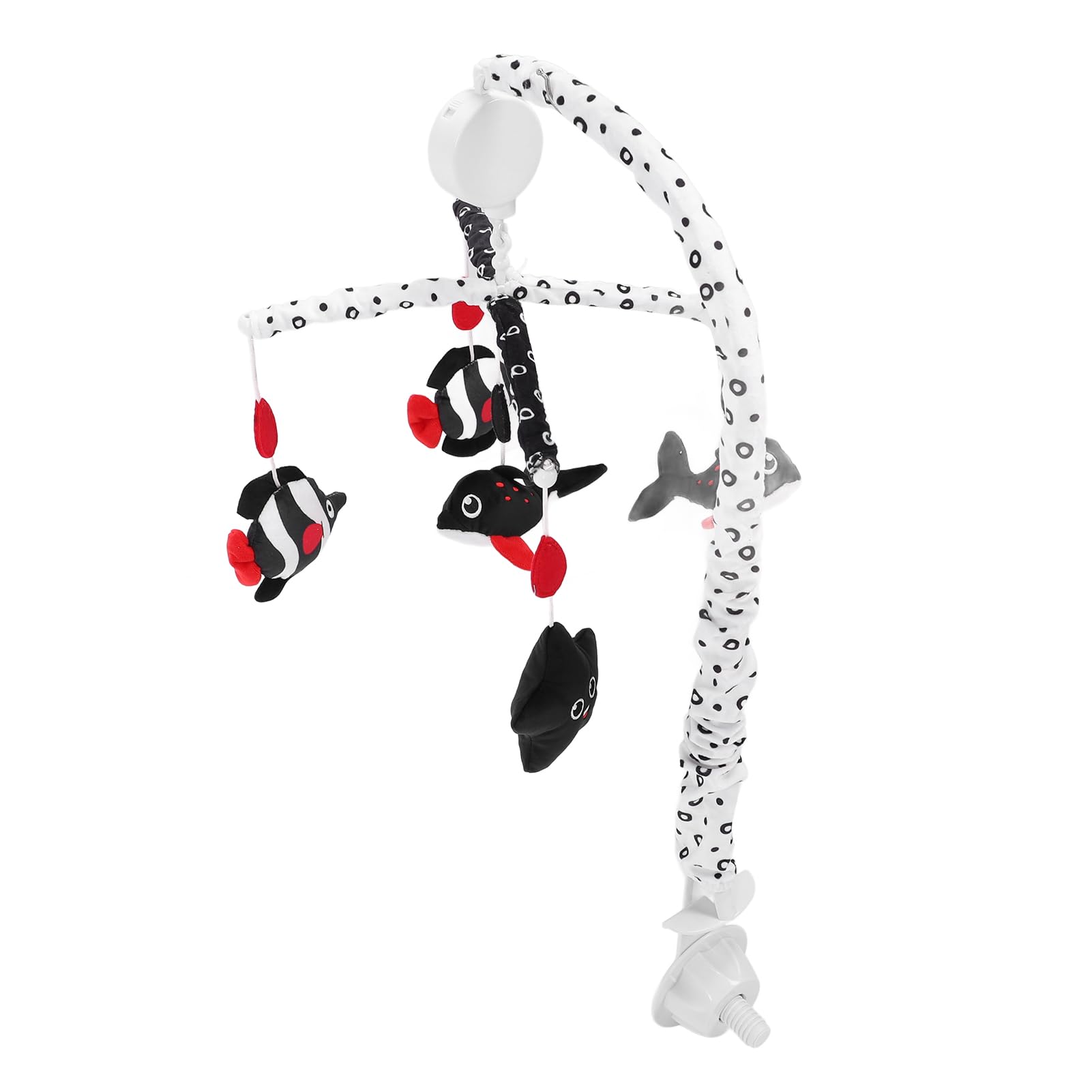 Cuna de bebé Móvil juguete musical Cuna móvil alto contraste negro rojo rojo suave peluche prevenir el estrabismo para la habitación de la guardería infantil (Océano)