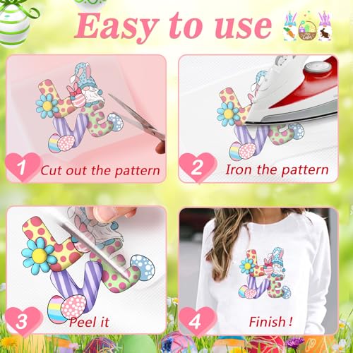 Doreenbow W5XI22EO3Y2L 12 Sheets Easter Iron On Stickers Iron On Decals Patches Heat Transfer Stickers Easter Eggs Rabbit Iron On Appliques Decoration thumb #4
