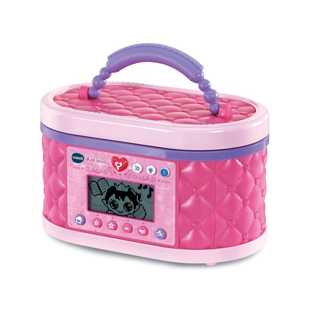 VTech - KidiSecrets Ma Mallette Beauté Magique Rose - Boîte Secrète avec Code, Miroir LED, Bluetooth, Jeux - Vanity Maquillage, Boîte à Bijoux Musicale - Cadeau Enfant Dès 5 Ans - Contenu en Français