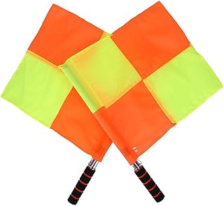 2Pcs Referee Flag, Stainless Steel Rod Sponge Handle Linesman Flags with Bag for Sports Match Soccer Competition