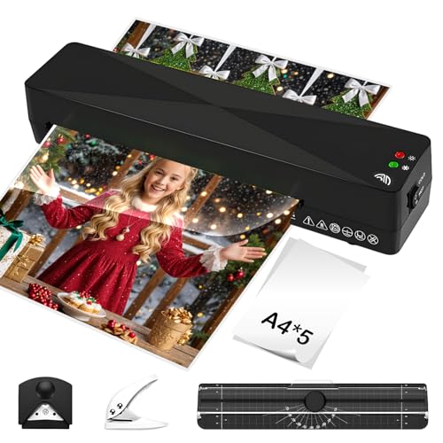 Anluomafuy Plastificatrice A4 con Tecnologia per Evitare Inceppamenti, Laminatrice a Caldo per Formato A4, Plastificatrice per Foto e Documenti, Plastificazione Veloce per Casa Scuola e Ufficio