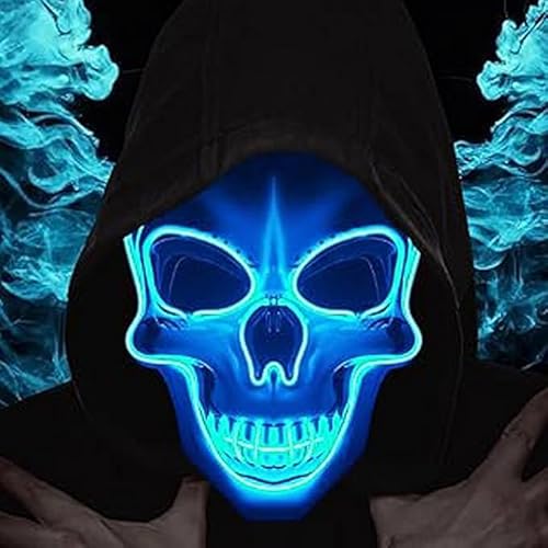 LIBRNTY LED skull mask,Illumina la maschere,Skull mask,maschera the purge,Pittura del teschio fai-da-te e 3 modalità di lampeggio controllabili,per Costume Cosplay Festa e Party