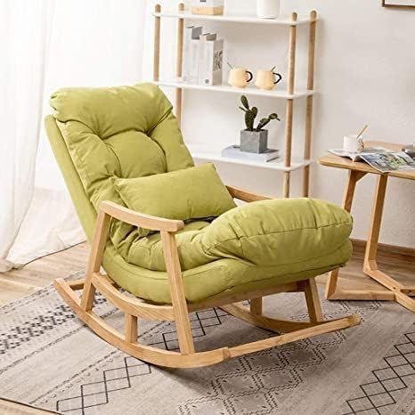 UJJAINI Tufted Rocking Chair Olive Green Beige - Image 1