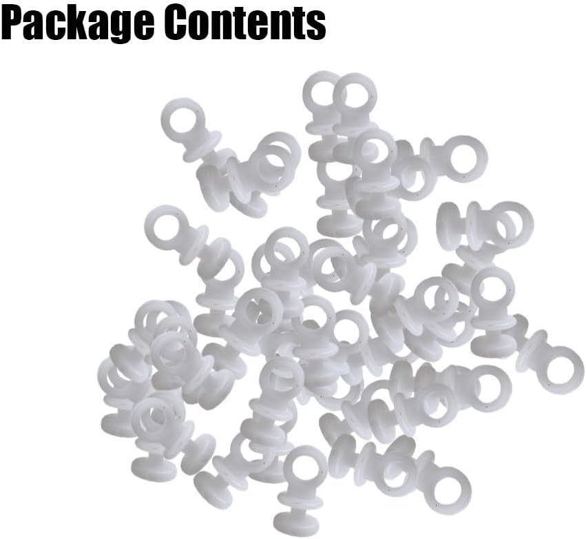 50 Pack Plastic Curtain Track Gliders Runners for Camper Van Boat White Rail Sliders Hooks Accessories Interior Parts Replacement Kit