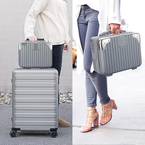 Image of Proxin Cosmetic Bag Case Travel Hand Luggage Small Portable Carrying Suitcase Makeup Case for Women Organizer Box Vanity Mini Suitcase (Grey)