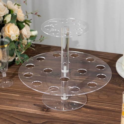 Tableclothsfactory 2 Tier 24-Slot Clear Acrylic Ice Cream Cone Holder, 12
