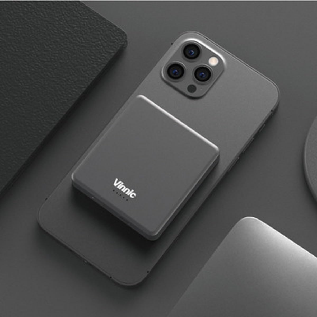 Vinnic Batería externa magnética inalámbrica de 5000/10000 mAh 15W para iPhone 12/12pro/12proMax/12mini/13/13pro/13proMax (grafito, 10000mAh)