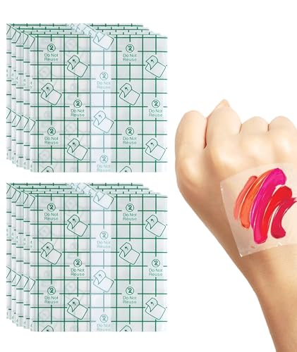 100PCS Makeup Mixing Palette, PU Film Transparent Waterproof Stickers, Disposable Makeup Applicator for Foundation, Contour, Lipstick, All in One Makeup Palette (6x6cm, Single Use)