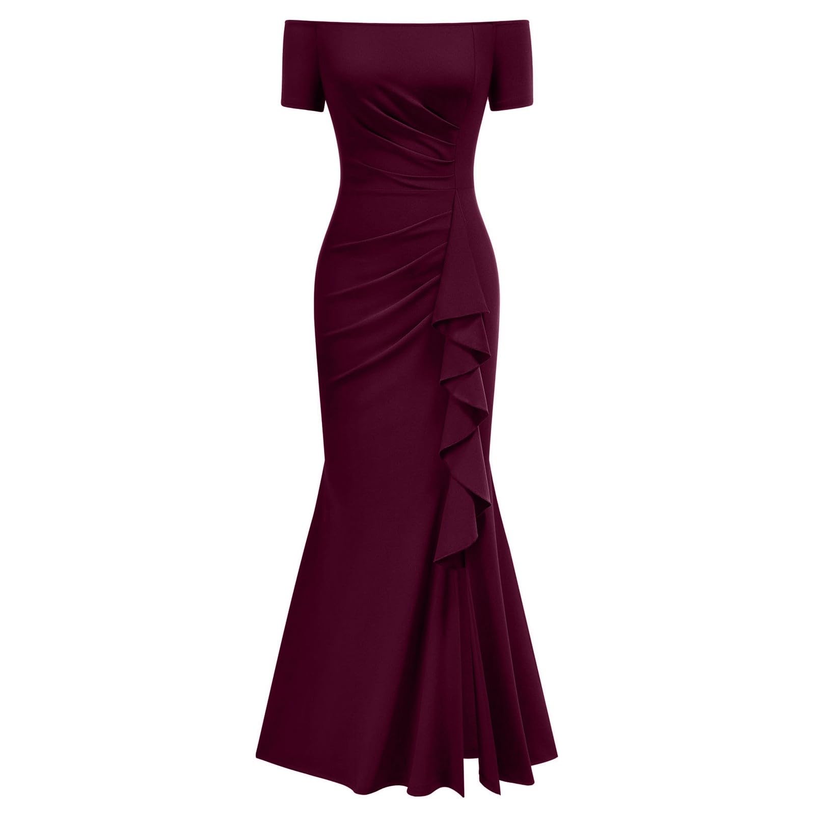 Générique Robe Longue Femme Cocktail Casual Soirée Chic Habillée Élégante Fendue Col V Manches Longues Moulante Soirée Cérémonie Mariage Nouveauté Mode A94