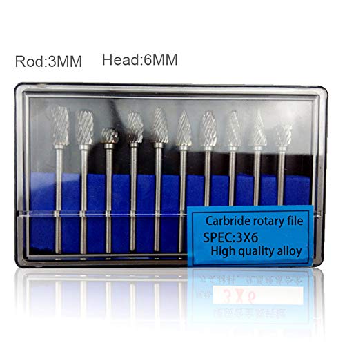 Set de 10 fresas rotativas de carburo de tungsteno miniatura 4