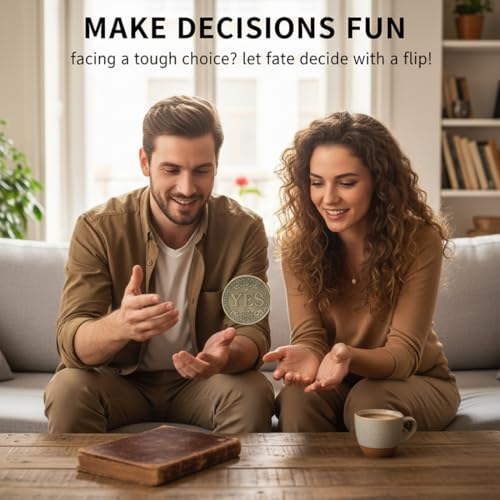 AEUXZA 2 Stück Ja Nein Münze Metall – Entscheidungsmünze für innere Klarheit durch Doppelwurf – Vintage Decision Maker Coin für Rollenspiele, DND & Lustiges Geschenk