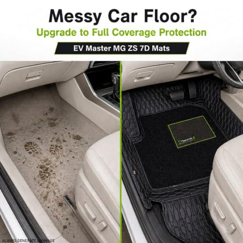 Image of EV MASTER 7D Car Floor Mats for MG ZS Hybrid (2026 Onwards) Complete Set | All Weather | Anti-Slip | Luxury Premium Car Mat | Full Coverage | Custom Fitted Car Foot Mats