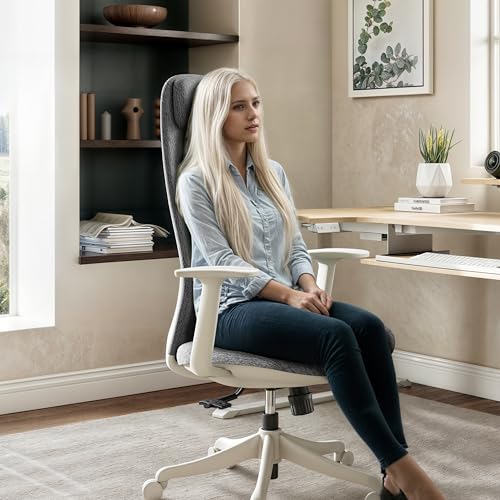 Image of EUREKA ERGONOMIC Mesh Office Chair Grey, Ergonomic Office Desk Chair with Adjustable Headrest, Comfy Home Desk Chair with Adjustable Lumbar Support, High Back Office Chair with Arms and Wheels
