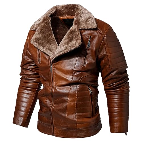 Gsywaipei Veste en cuir chaud avec fermeture éclair pour homme