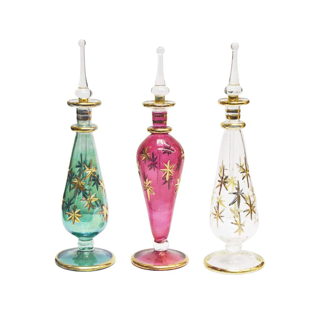 Perfumeros antiguos de cristal soplado egipcio para conservar esencias sin perder estilo