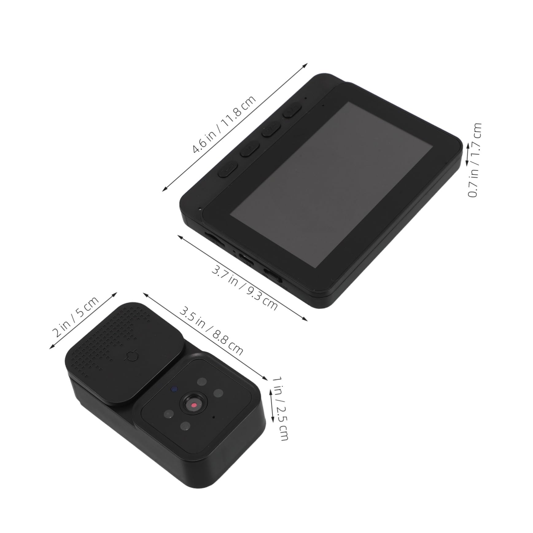 Mikikit Videocitofono con Campanello Wireless Nero con Schermo 4, 3 | Video Monitoring, Comunicazione Bidirezionale, Plastica ed Elettronica, Uso Domestico Remoto
