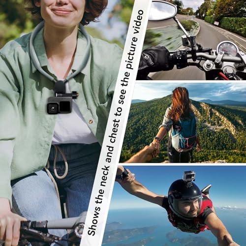 Image of REFLEX CAMERA Action Camera Neck Holder Mount for Mobile Phones, Go Pro 13 /12 /11 /10 /9 /8 /7 /6, DJI Osmo Action 5 Pro /4 /3, Insta360, Akaso Action Cameras - 180 Rotation, Comfortable Fit & Easy Operation