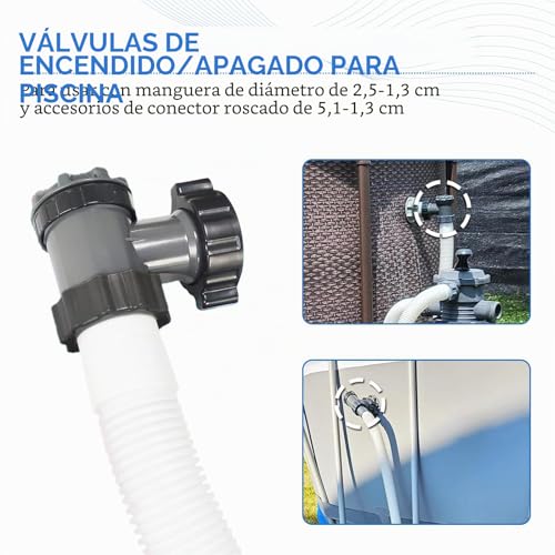 Miniatura 4 de Válvula De Entrada Salida Shunfaji Compatible Con Coleman, Intex, Bestway, Bomba De Filtro De Piscina, Repuestos Para Manguera 1-1 2 Pulgadas