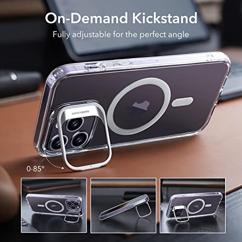 Image of ESR for iPhone 14 Pro Case, Compatible with MagSafe, Built-in Camera Ring Stand, Military-Grade Protection, Magnetic Phone Case for iPhone 14 Pro, Classic Kickstand Case (HaloLock), Clear