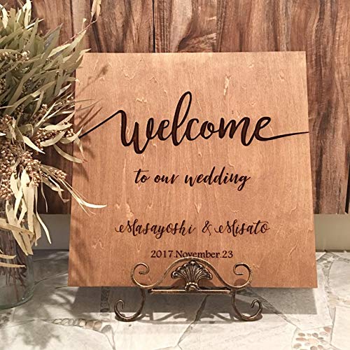 Amazon.co.jp: 木製ウェルカムボード ウェディング 名入り&日付 刻印