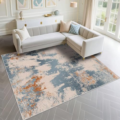 Tapis protection sol anti-rayures bleu abstrait 120x200cm pour chaises