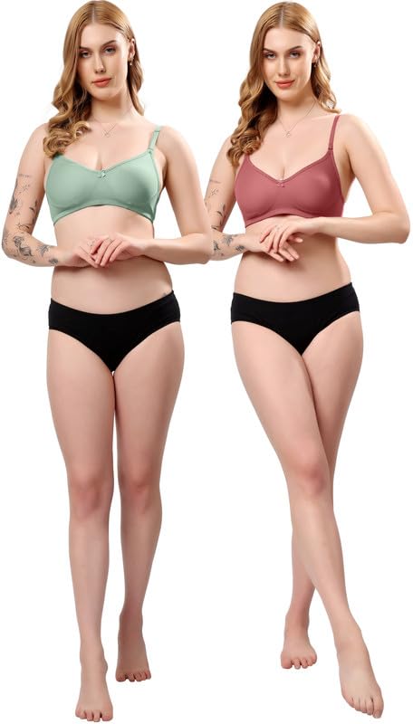 Image of London Hills Regular Bra for Women Everyday Non Padded Wire Free Mid Coverage Cotton Blend