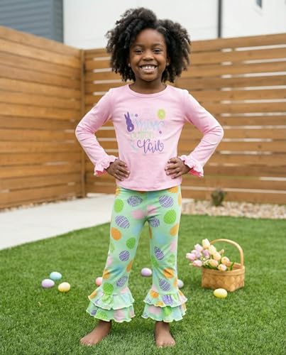 Image of Unique Baby 2 Piece Girls Double Ruffle Leggings and Long Sleeve Shirt Clothes Set Kid and Toddler Girl Outfit