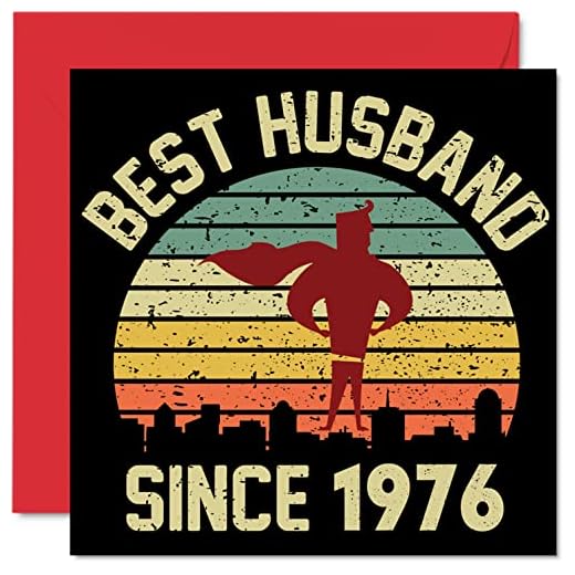 Tarjeta de 47 aniversario para marido de esposa, mejor marido desde 1976, regalos con texto en inglés "I Love You", tarjetas de feliz 47 aniversario de boda para pareja, tarjetas de felicitación de