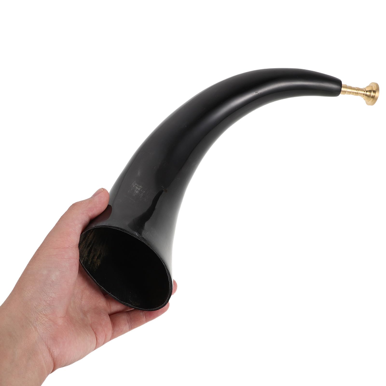 Corno di Bovino Naturale con Beccuccio, Strumento da Gioco Portatile Nero | Tono Profondo e Vibrante, Angolo di Apertura Rifinito, Struttura Interna Curata, per Feste Western e Spettacoli