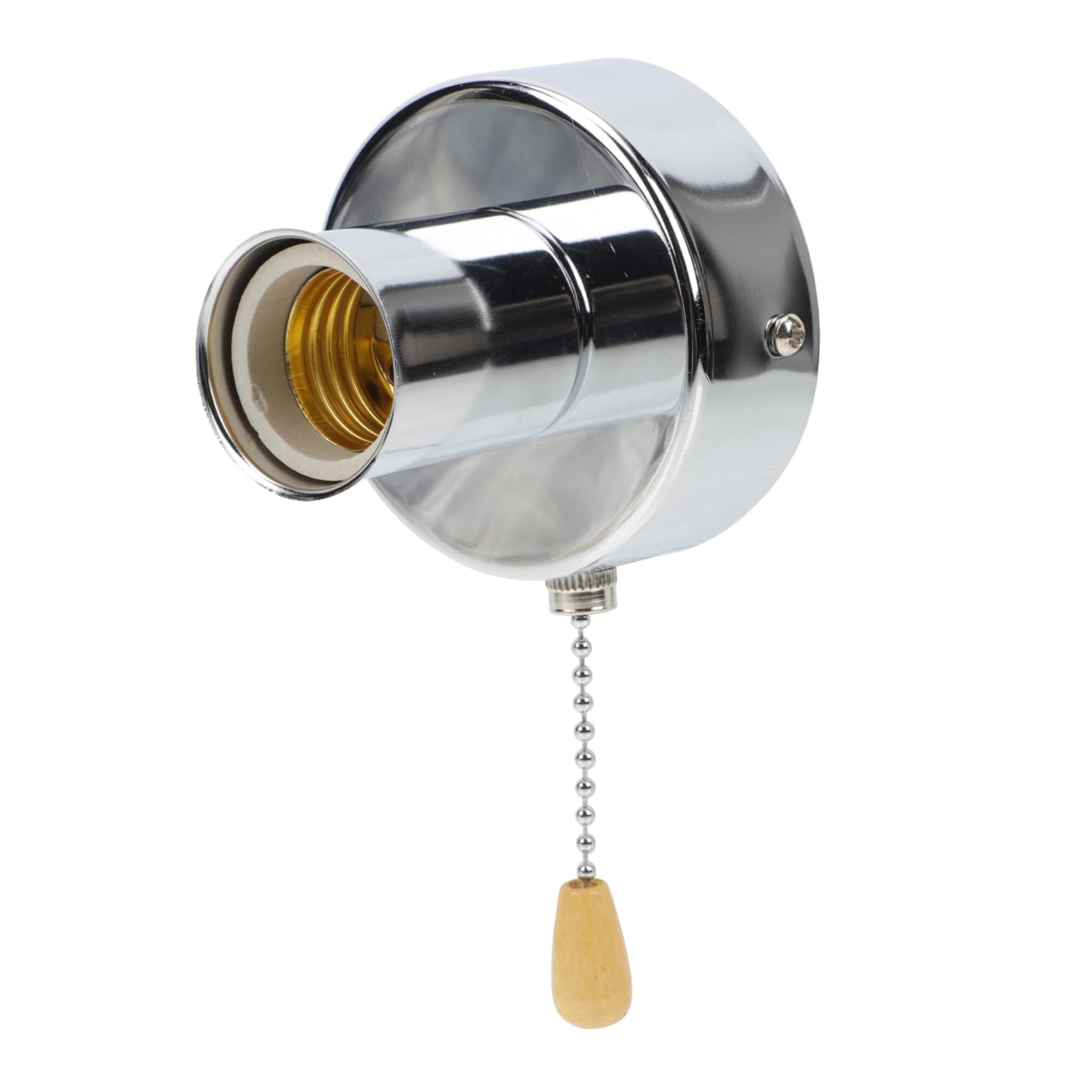 Mikikit 1Set Pull Chain Lampholder for Wall and Ceiling Lights Durable Light Socket with Chrome Beaded Chain Easy to Install Ceiling Light Accessory Elegant and Fashionable