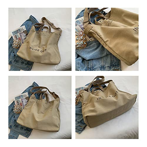 UICIOP Damen Canvas Tote Handtaschen Casual Schulter Arbeitstasche Crossbody Top Griff Tasche Crossbody Handtaschen, Khaki, Einheitsgröße