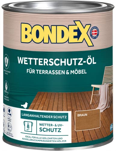 Bondex Huile de protection contre les intempéries Marron 0,75 l pour 8 m² | Protection longue durée | Résistant aux intempéries et aux UV | Technologie...