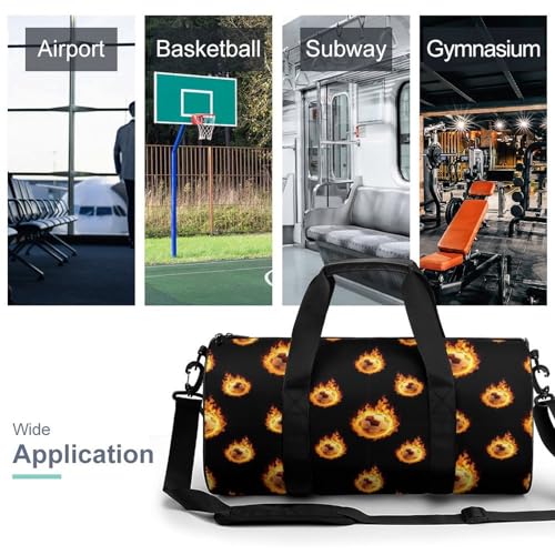 Women's Fire Flame Soccer Football Gym Bag, Elegant Lightweight Large Luggage Bags with Detachable Strap for Travel and Sports, Versatile Duffle Bags3