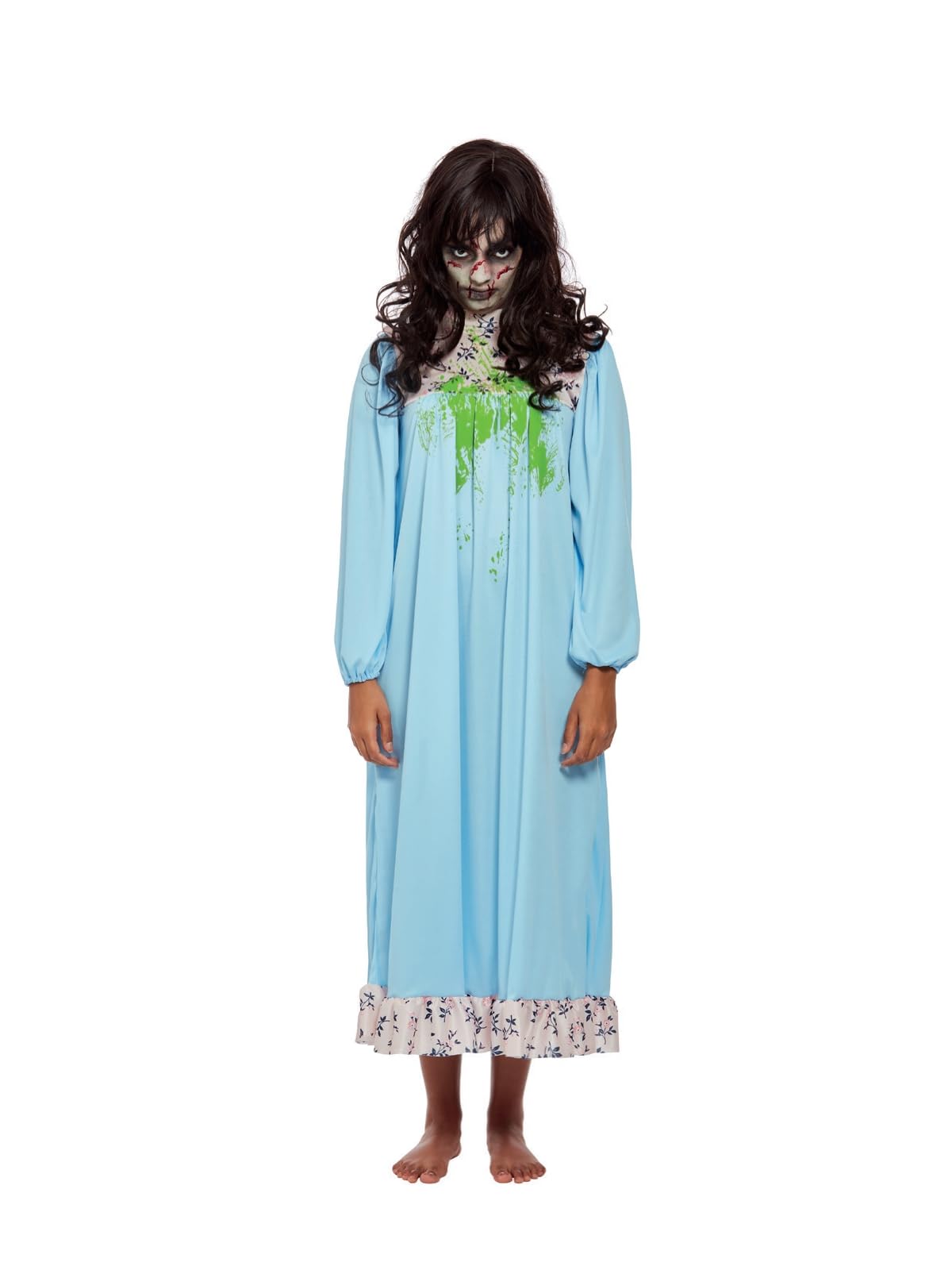 Smiffys Possessed Girl Costume, Blue Dress, Halloween Adult Fancy Dress, Zombie Dress Up Costumes