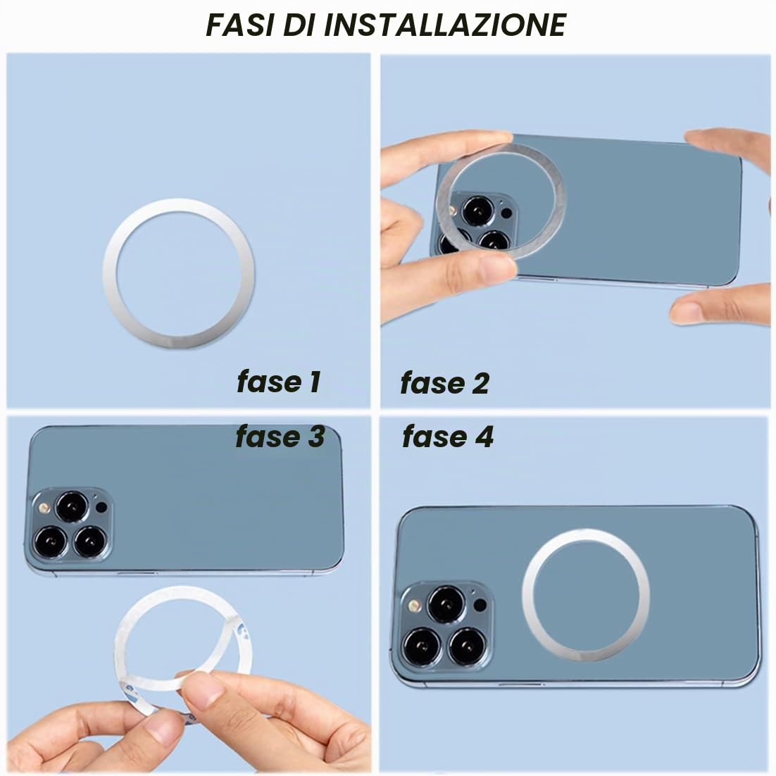 Anelli Magnetici In Metallo Per Ricarica Wireless – 10 Pezzi Ultra Sottili Con Adesivo, Compatibili Con Auto E MagSafe, Per La Maggior Parte Degli Smartphone - 4