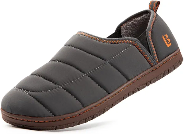 LongBay Men's Outdoor Slippers Two Tone Memory Foam Slip On Indoor House Shoes bedroom Loafers