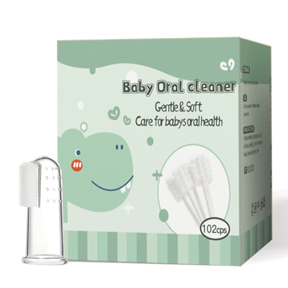Baby Oral Cleaner do czyszczenia języka dla niemowląt, szczoteczka do zębów 0-36 miesięcy, pielęgnacja drżenia, 102 szt. + 1 pędzel do zębów z etui