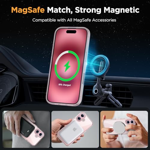 Image of Miracase Magnetic for iPhone 17 Case (Compatible with MagSafe) with Screen Protector Military-Grade Protection, Anti-Fingerprint Translucent Matte Phone Cover for iPhone 17 6.3 inch, Clear