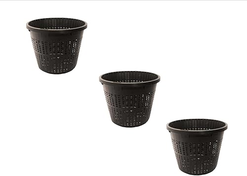 Cesta redonda de 5 pulgadas para plantas con ranura de malla de plástico acuático, paquete de 3 unidades, cesta de plantación de jardín de agua de